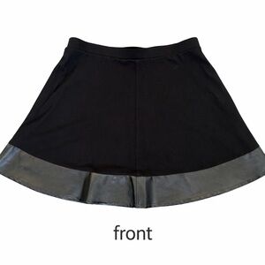 Saks Fifth Avenue Black Skater Skirt with Leather Accent